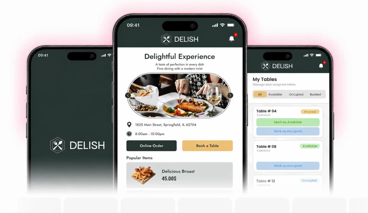 DelishCiaga Waiter app app screens